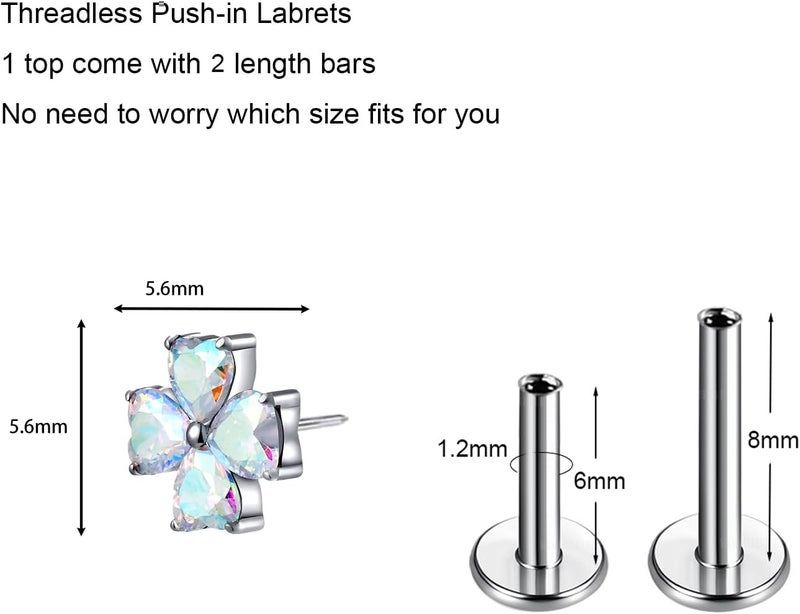 TOMIDES G23 Titanium Flat Back Earrings Studs 18g 16g F136 Implant Grade Titanium Labrets Press Fit Threadless Push In Dainty Cartilage Helix Conch Lobe Lip Tragus Piercing Jewelry - Image 2